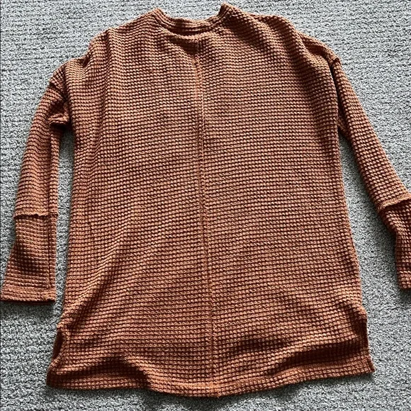 Pink Lily Rust Waffle Knit Longsleeve - Picture 5 of 5